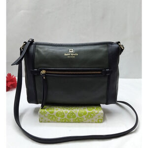 Kate Spade New York Olive Green Leather Zipper Crossbody Bag